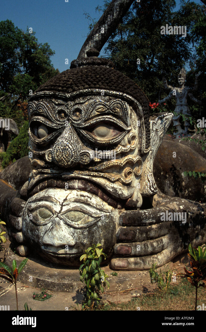 Sculpture Close Up at Wat Xieng Khuan Buddha Sculpture Park, nr Vientiane, Laos Stock Photo