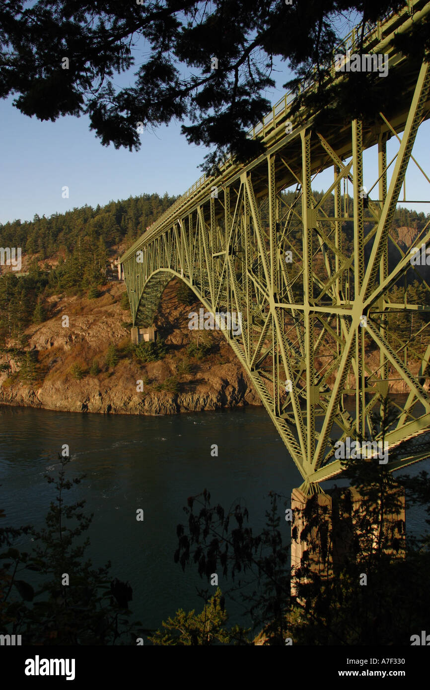 View Of Deception Pass Bridge From Whidbey Island Side Looking North To ...