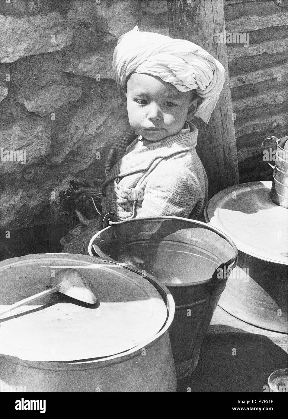 old vintage 1900s black and white pictures Life in India Indian life Stock Photo