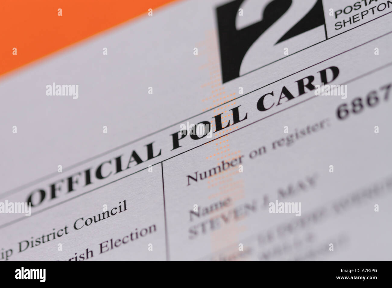 Voting card official UK election poll card Stock Photo Alamy