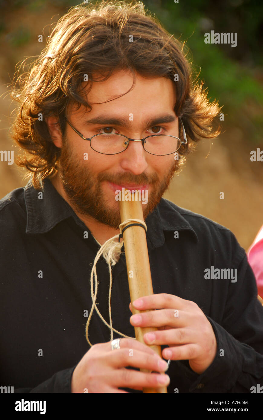 Chile wine country Colchagua Valley flute player Stock Photo Alamy
