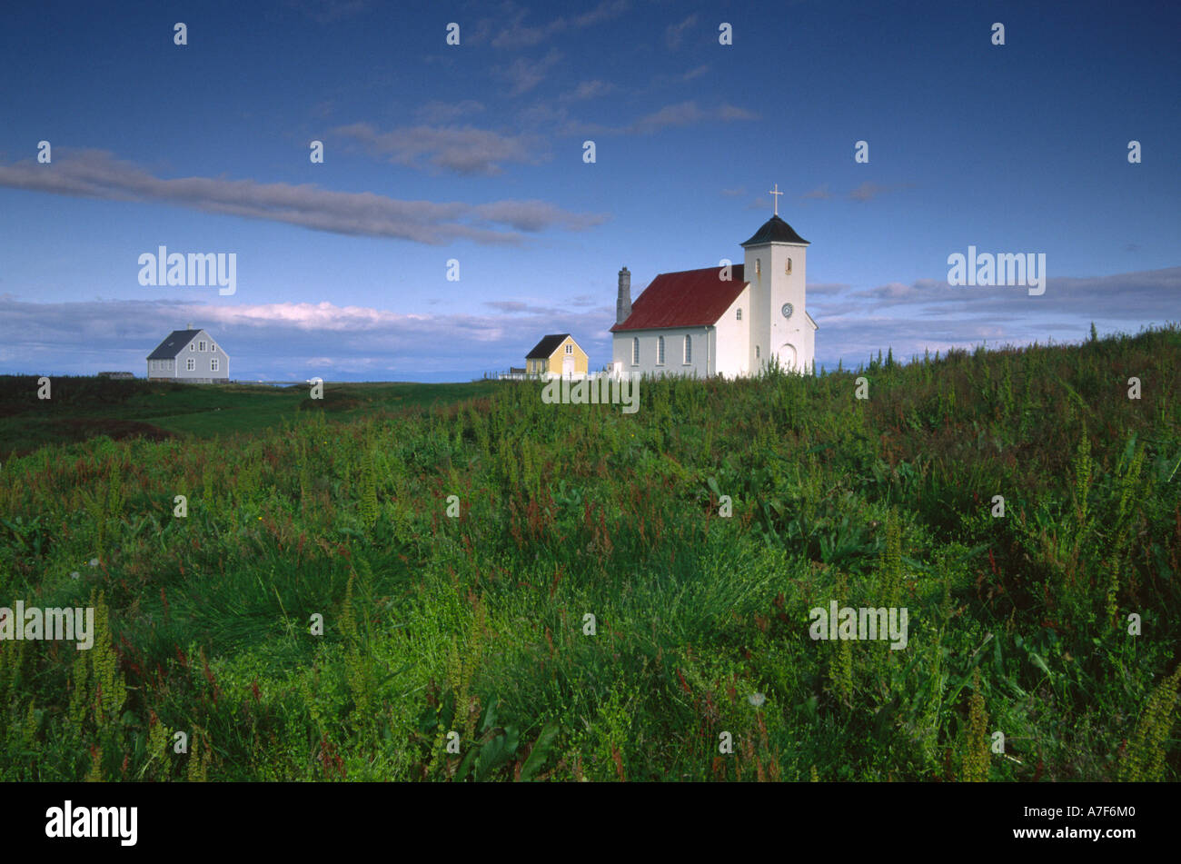 Church Flatey Iceland Stock Photo