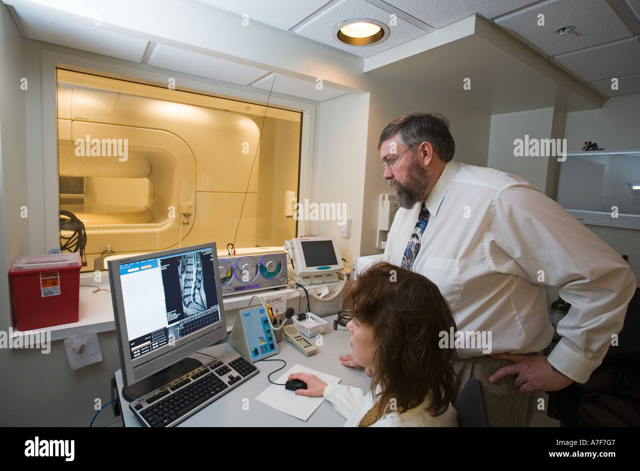Doctor in MRI Control Room Stock Photo - Alamy