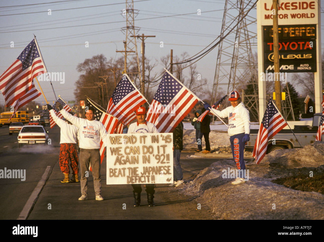Auto Workers Protest Imports Stock Photo