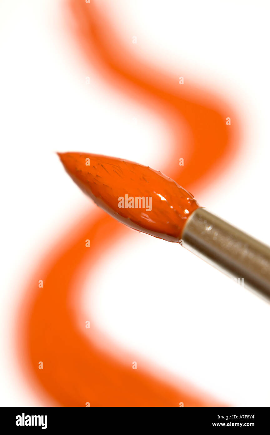 orange paint paintbrush white background simple line stroke white