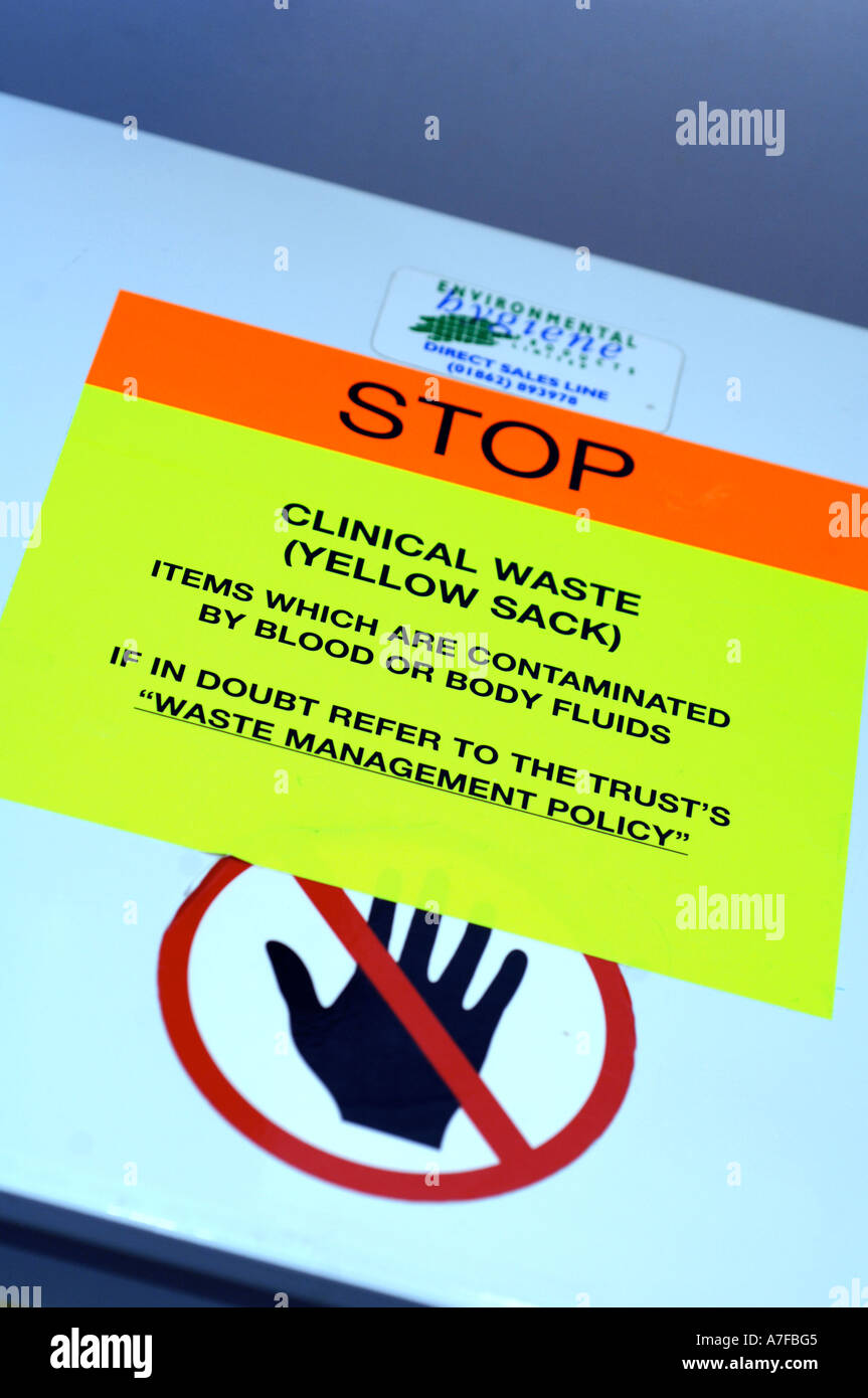 Clinical waste bin in a hospital ward in Britain UK Stock Photo Alamy