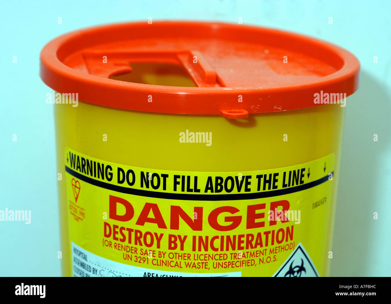 Sharps disposal container in hospital ward Britain UK Stock Photo Alamy