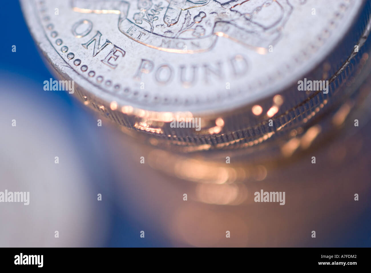 One pound coins coin sterling currency of UK Stock Photo Alamy