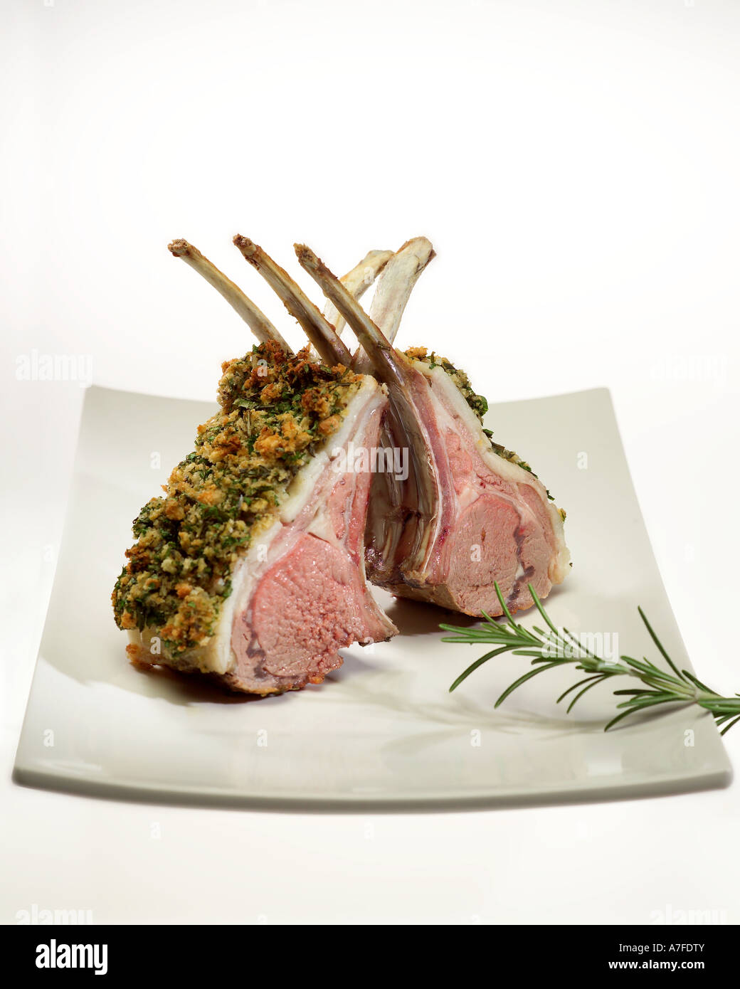Traditional Roast Rack of Lamb with Herb Crust Stock Photo Alamy
