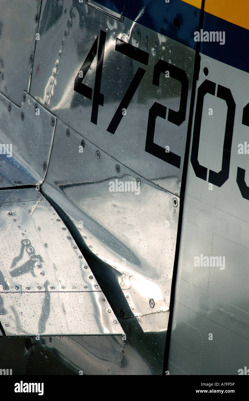 Highly polished vintage WW2 aircraft metal skin Stock Photo