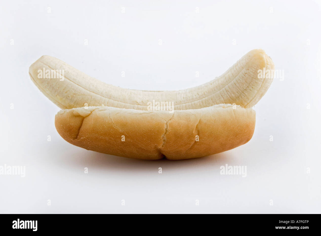 Banana in a bun Stock Photo
