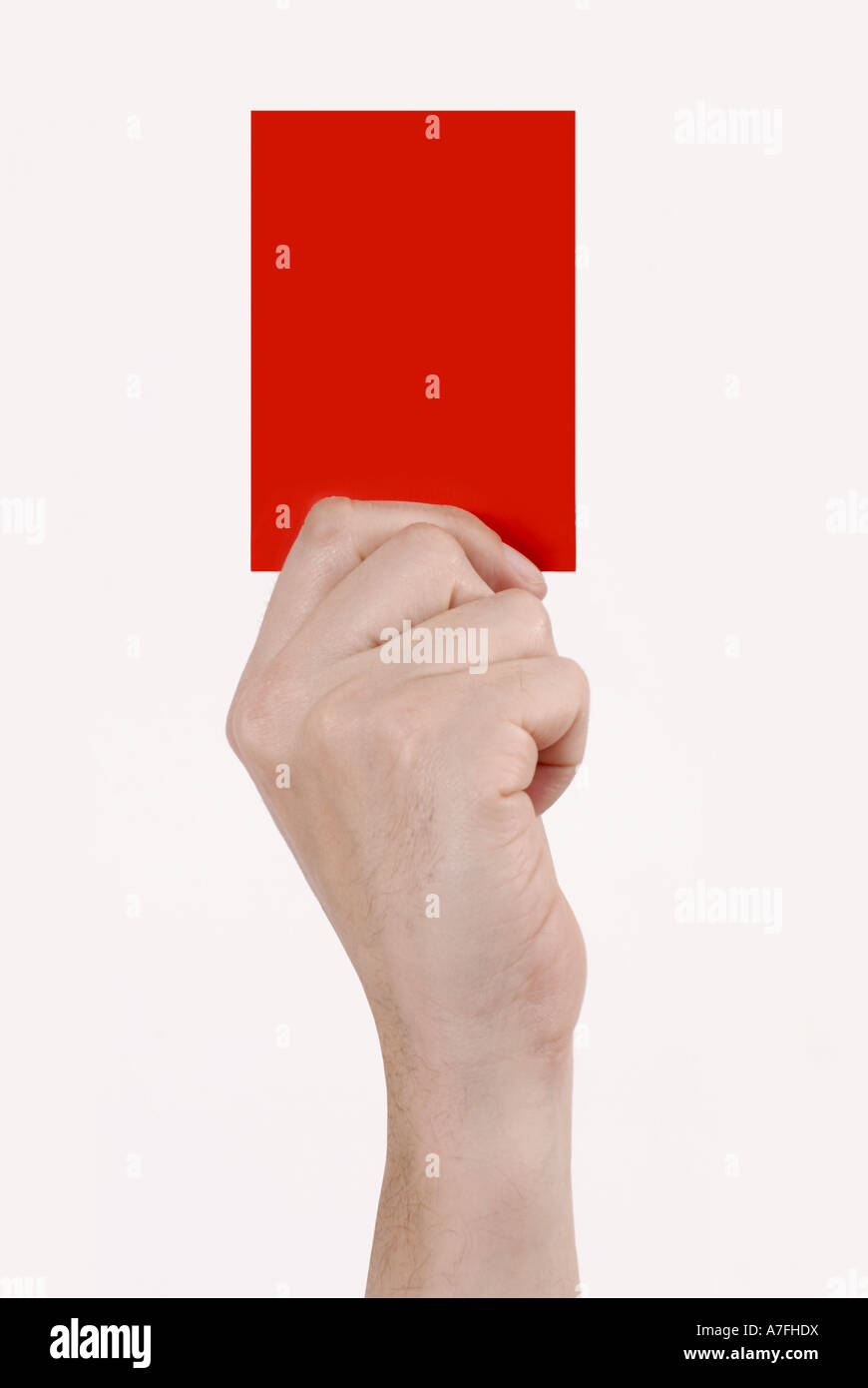 Hand holding a red card Stock Photo