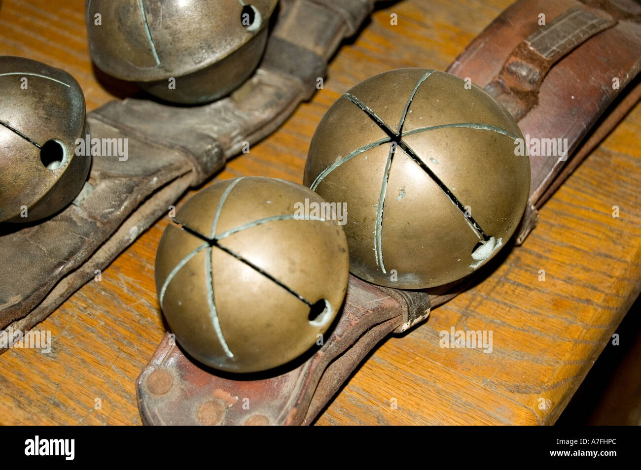 Cow bells on leather collar Stock Photo - Alamy
