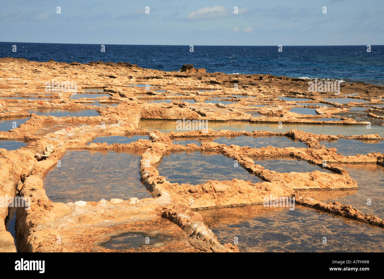 Salt pans near Marsalforn Gozo Malta Stock Photo Alamy