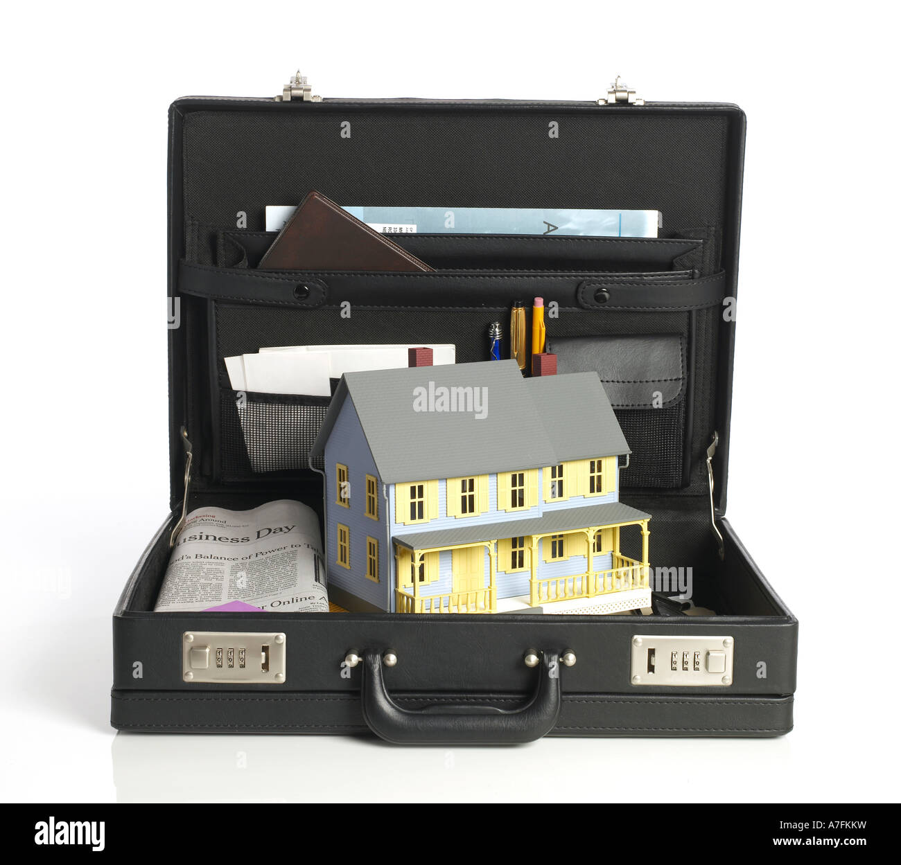 Black Leather Attaché case Stock Photo - Alamy