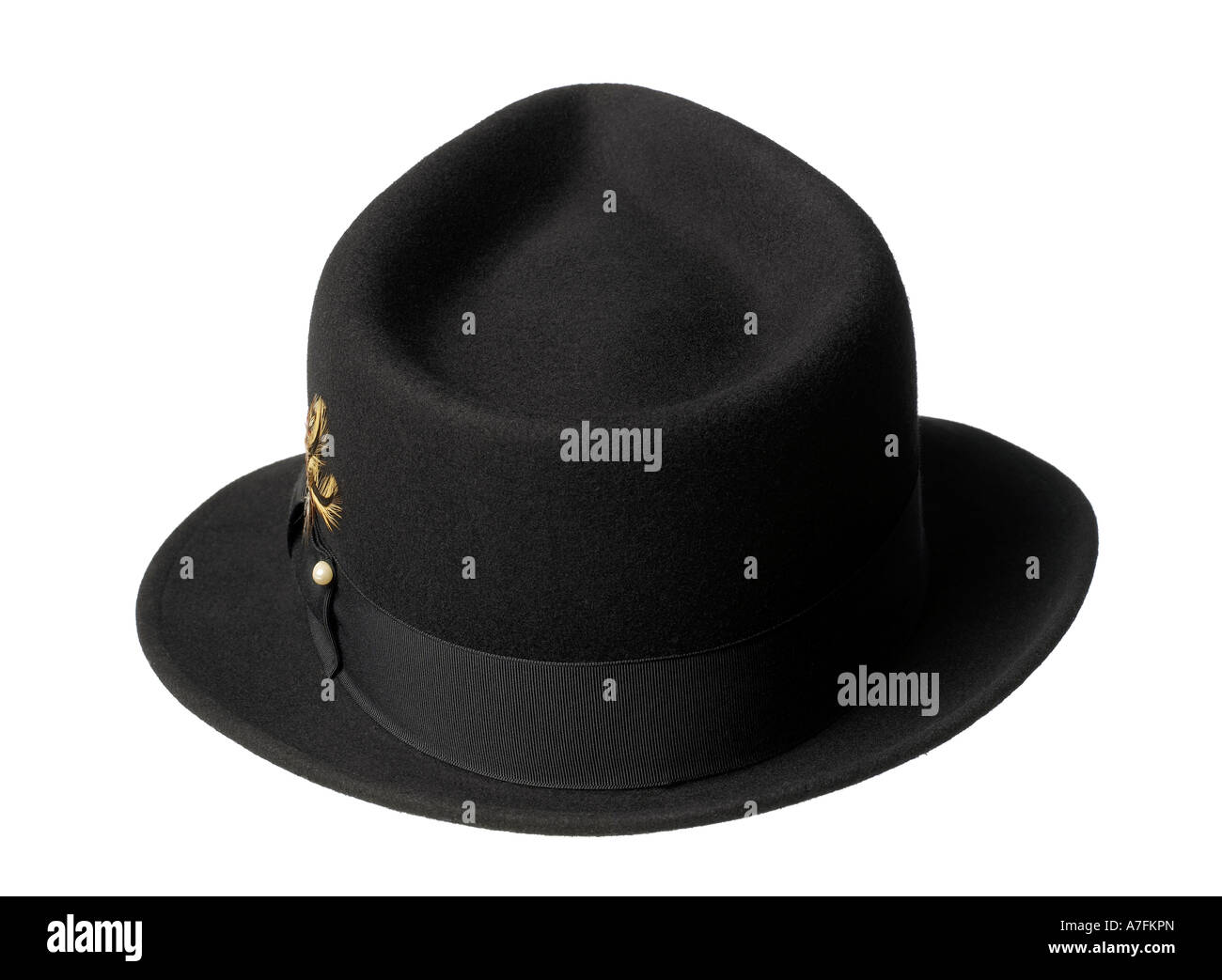 Hat Men's Black Felt Fedora Accessory Stock Photo
