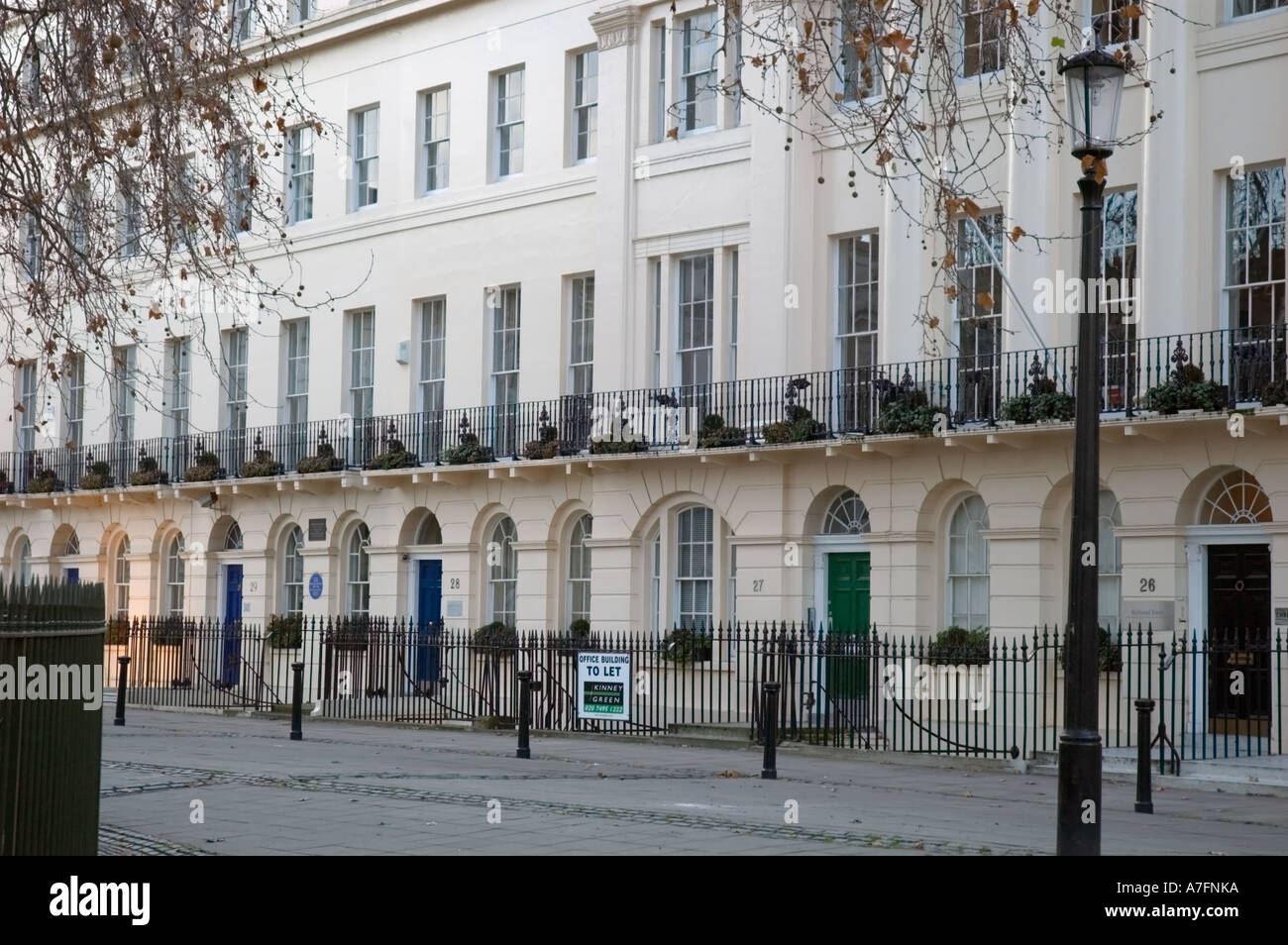 Terraced houses in Fitzroy Square, Bloomsbury, London, England, UK