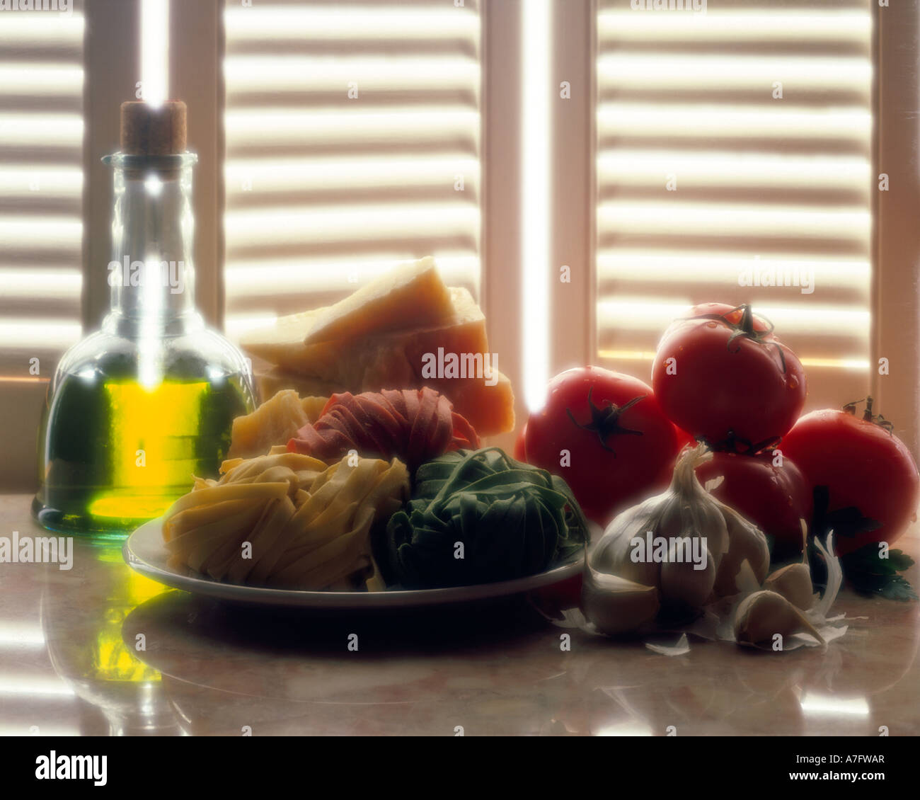 Olive Oil Cheese Pasta Tomato horizontal Stock Photo Alamy