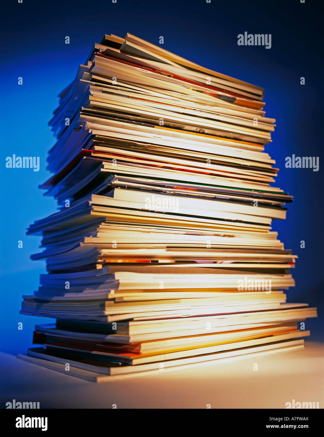 Stack of reports books vertical Stock Photo