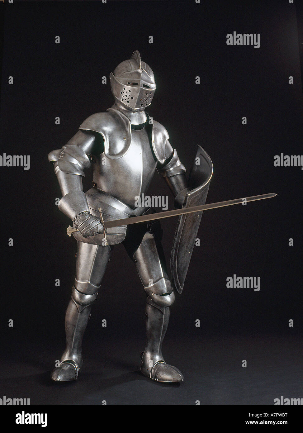 Knight in shiny armor vertical Stock Photo