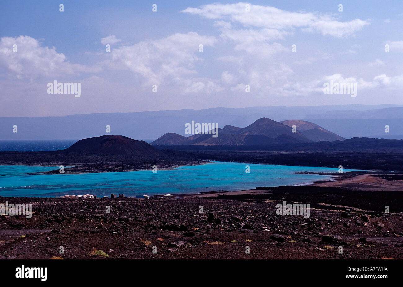 Le Goubet goubet volcanos Djibouti Djibuti Africa Afar Triangle Gulf of Aden Gulf of Tadjourah Stock Photo