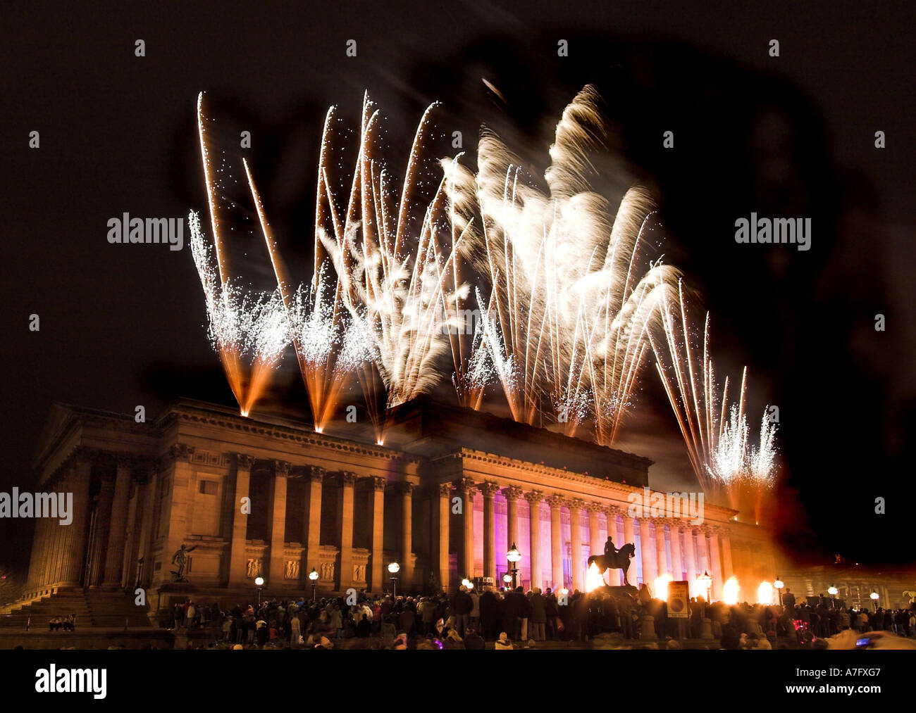 Fireworks at St Hall in Liverpool Stock Photo Alamy