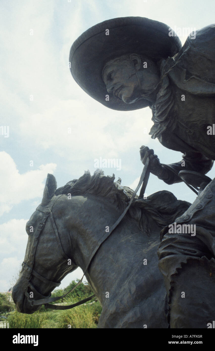 Cowboy or vaquero bronze statue, Dallas Texas Stock Photo