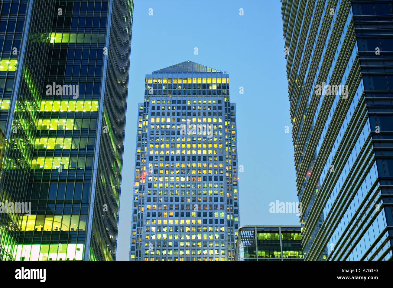 one canada square Canary Wharf in Docklands London United Kingdom london england UK great britain europe Stock Photo