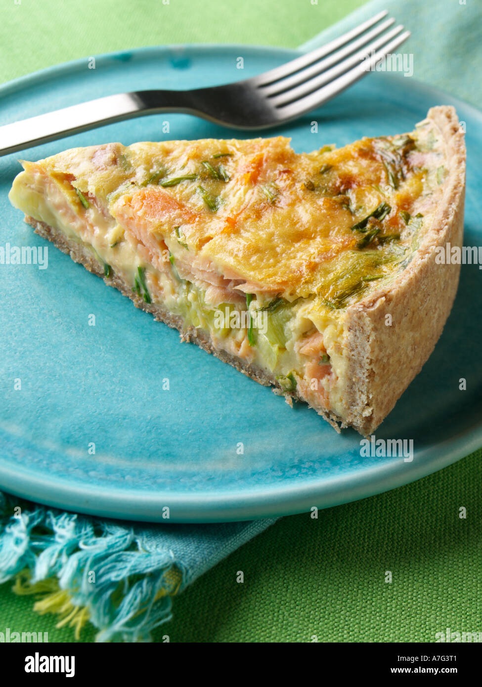 Smoked trout and leek quiche Stock Photo Alamy