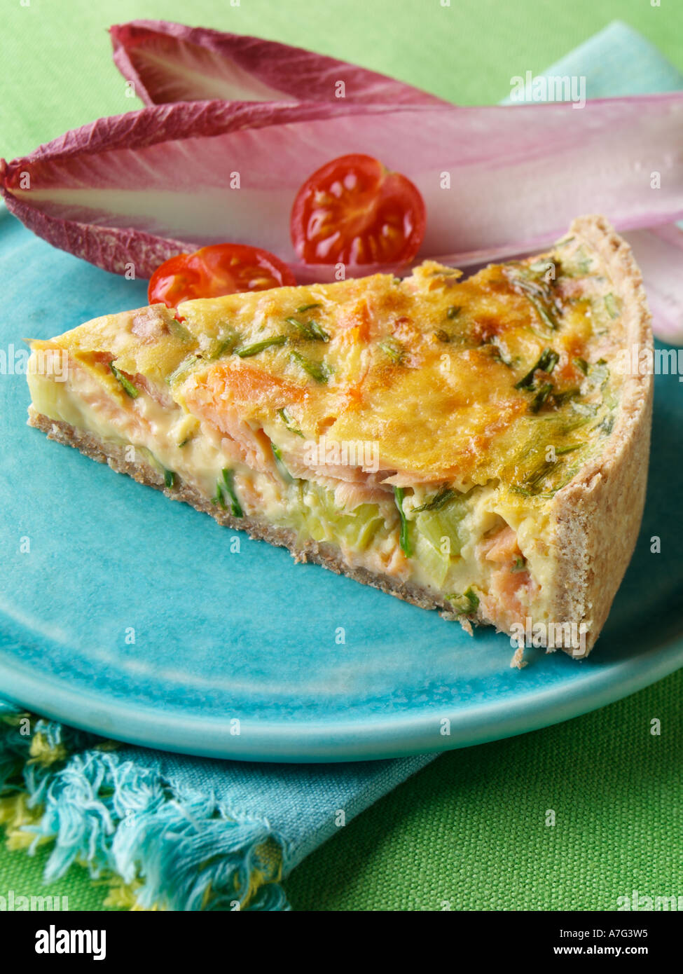Smoked trout and leek quiche Stock Photo Alamy