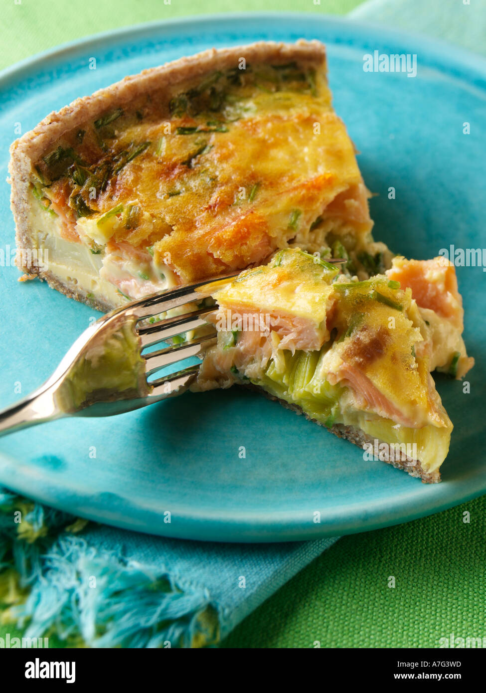 Smoked trout and leek quiche Stock Photo Alamy