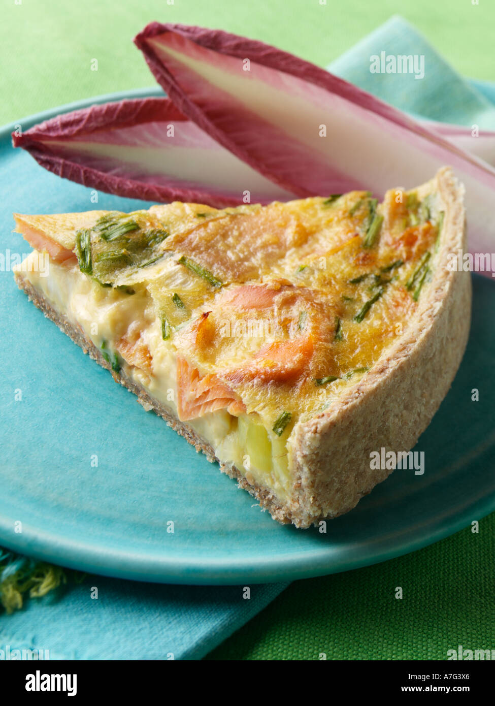 Smoked trout and leek quiche Stock Photo Alamy