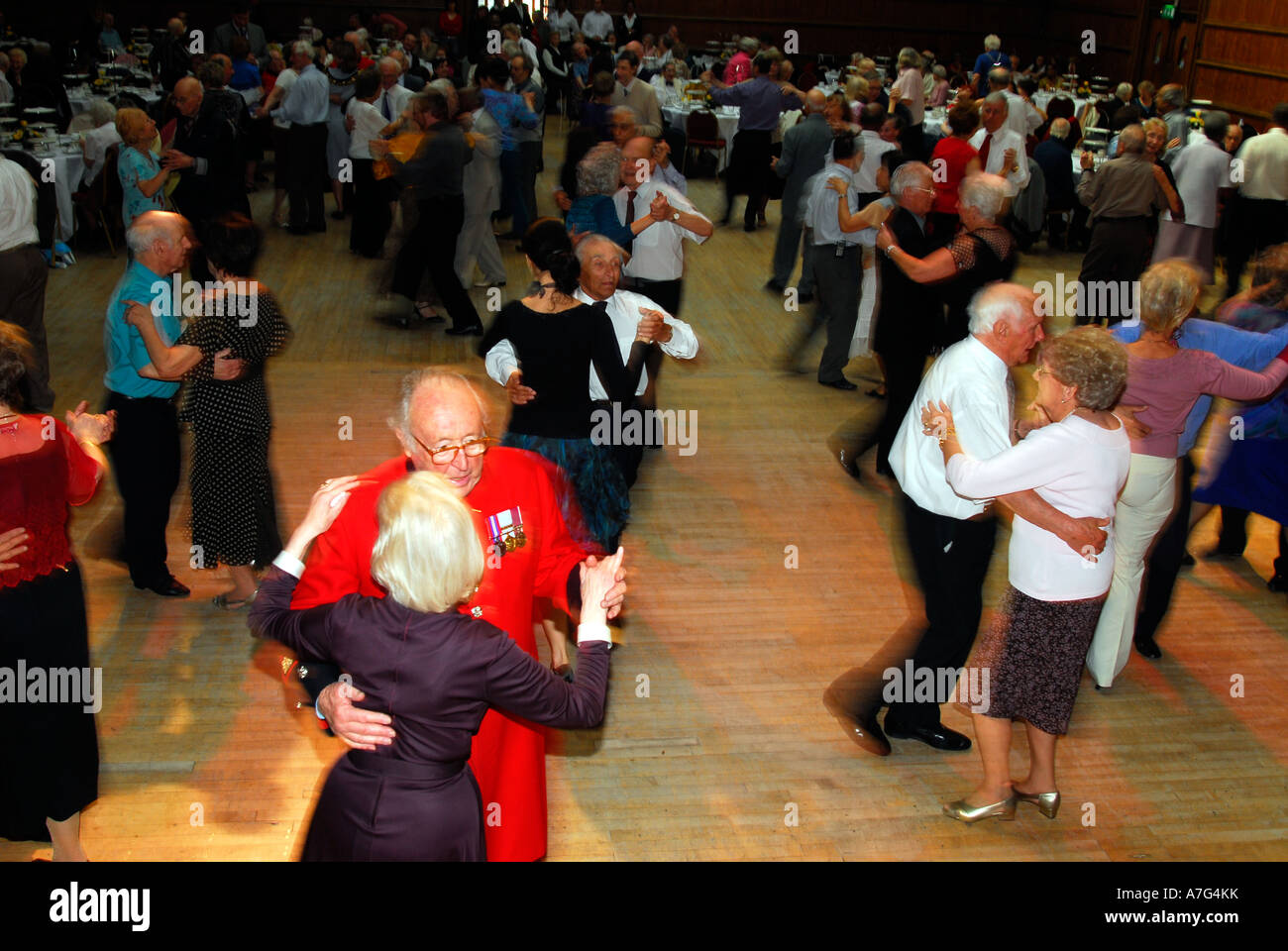 Elderly couples having fun at a Tea Dance, Town Hall, Hammersmith