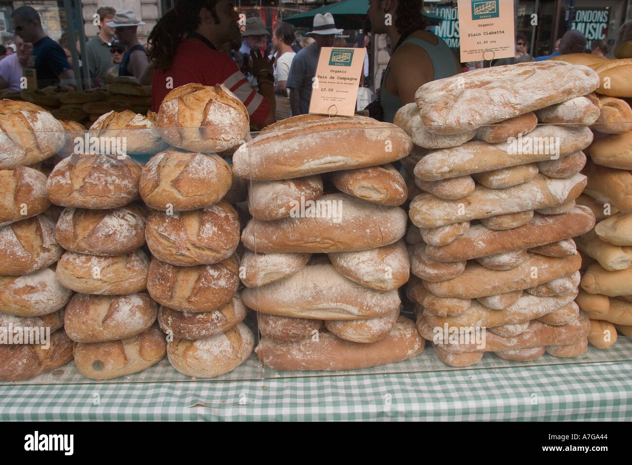 Regent Street International Festival with funfair and without traffic rustic bread for sale Stock Photo