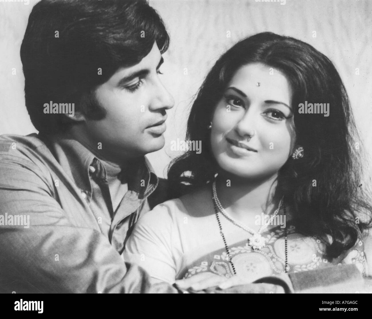 Asian Indian Bollywood FilmStar Actor Amitabh Bachchan with Moushmi Chatterjee Stock Photo