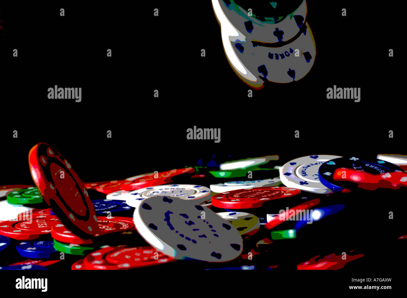 Poker chips falling Stock Photo Alamy