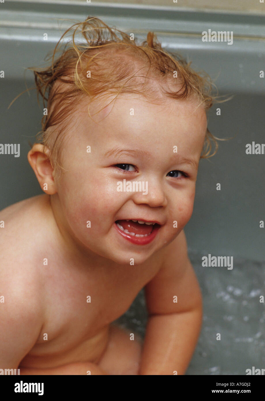 Two Year Old Boy In Bath in the Uk Stock Photo Alamy