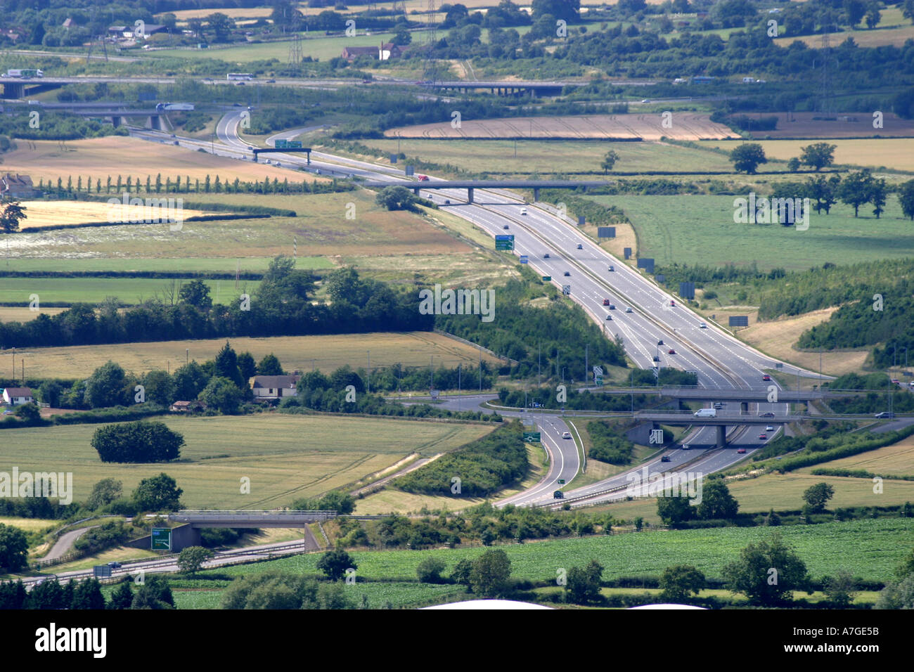 View from top of Birdlip Hill in Gloucestershire Stock Photo