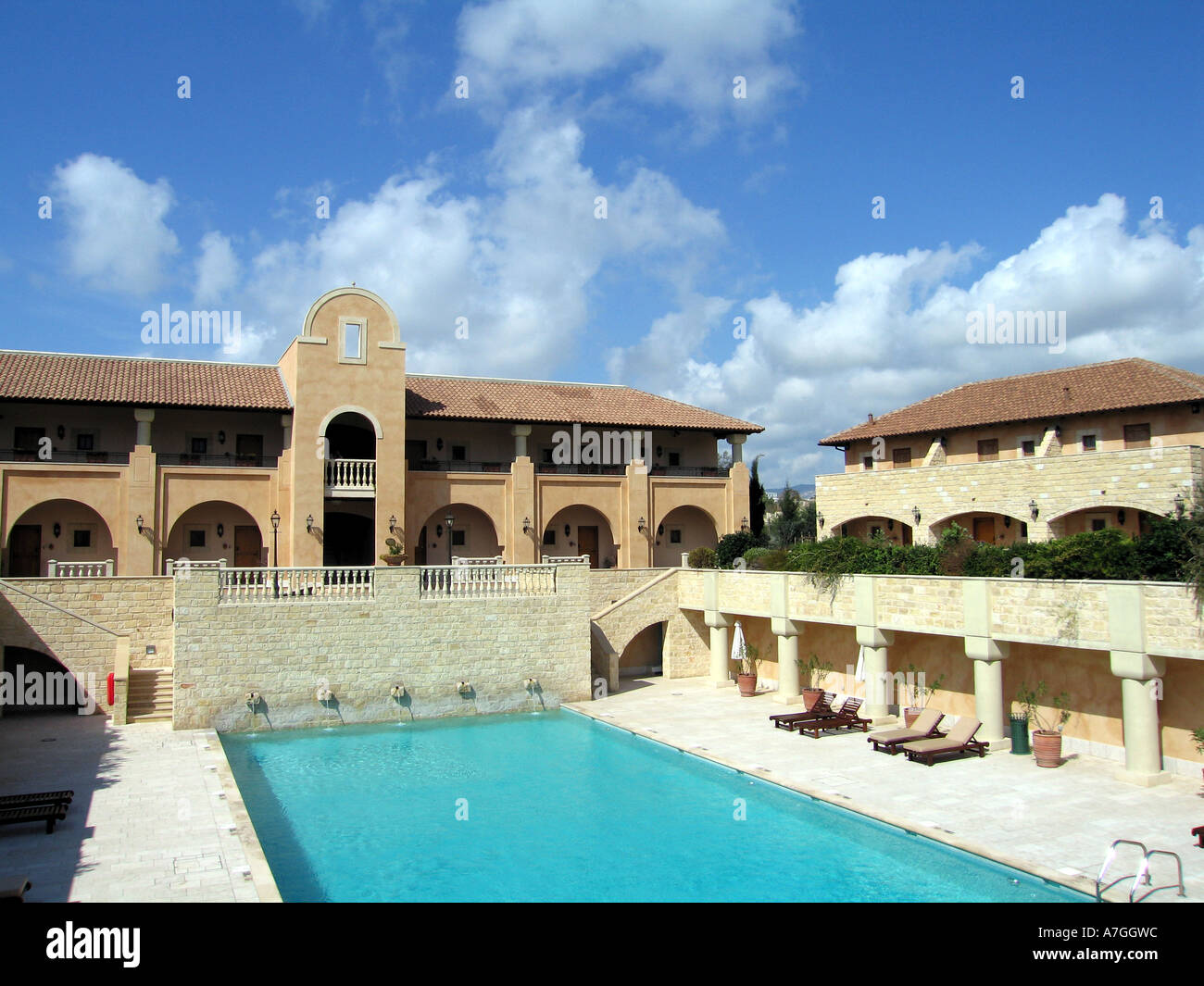 Swimming Pool at the Elysium Hotel in Paphos in Cyprus Stock Photo
