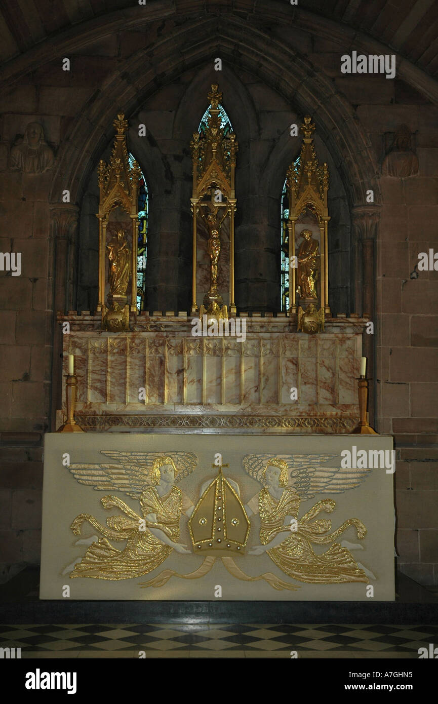 Lichfield Cathedral. St. Chads chapel altar Stock Photo