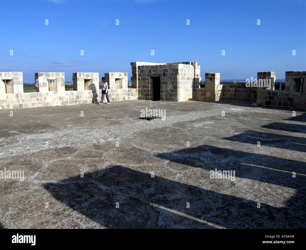 Roof and Ramparts of Kolossi Castle in Cyprus Stock Photo