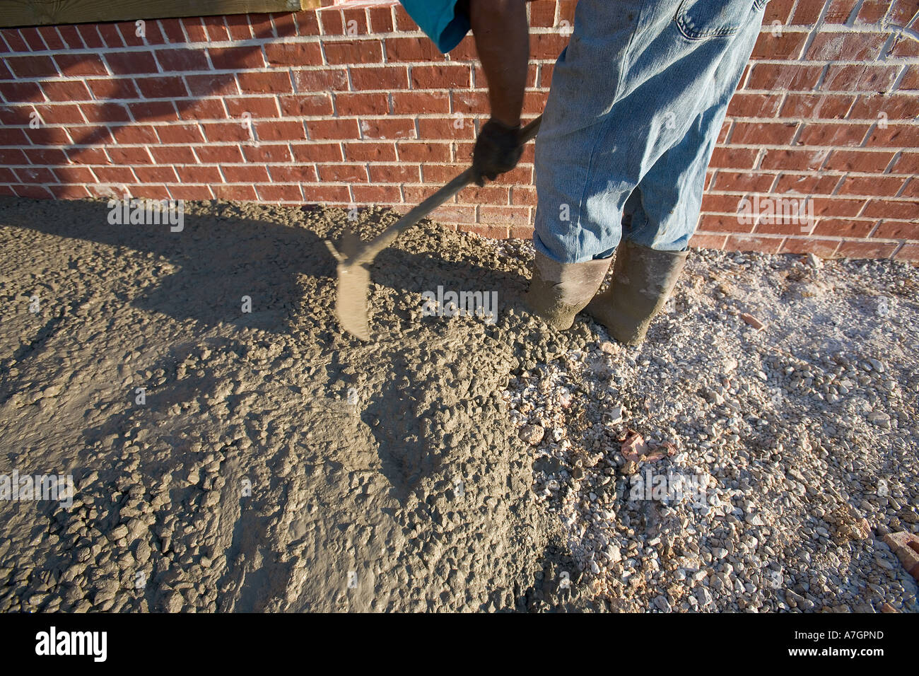 Smoothing wet cement Stock Photo Alamy