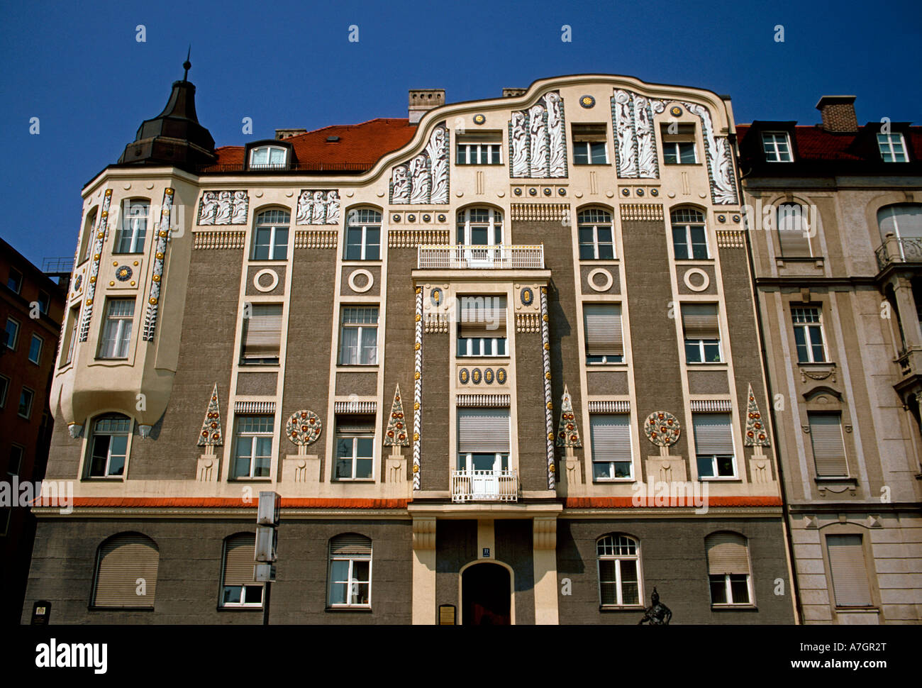 Art Nouveau, jugendstil, architecture, building, Schwabing District, capital city, city of Munich, Munich, Upper Bavaria State, Germany, Europe Stock Photo