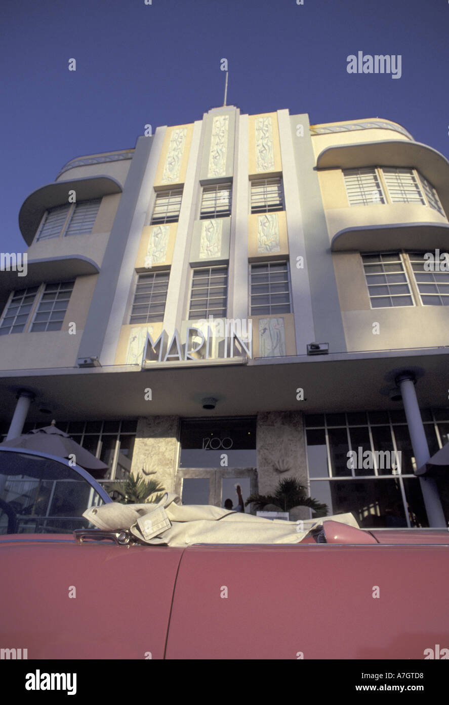 NA, USA, Florida, Miami, South Beach. Marlin Hotel in Art Deco district Stock Photo