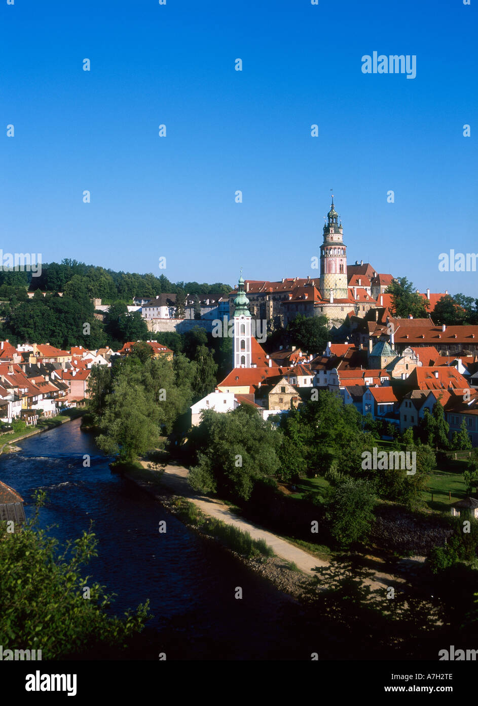 Cesky Krumlov On Vltava River Stock Photo - Alamy