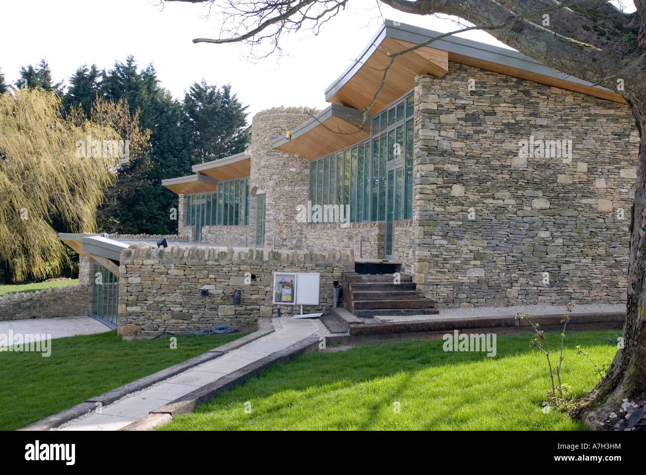 New expensive upmarket innovative Cotswold stone house in AONB