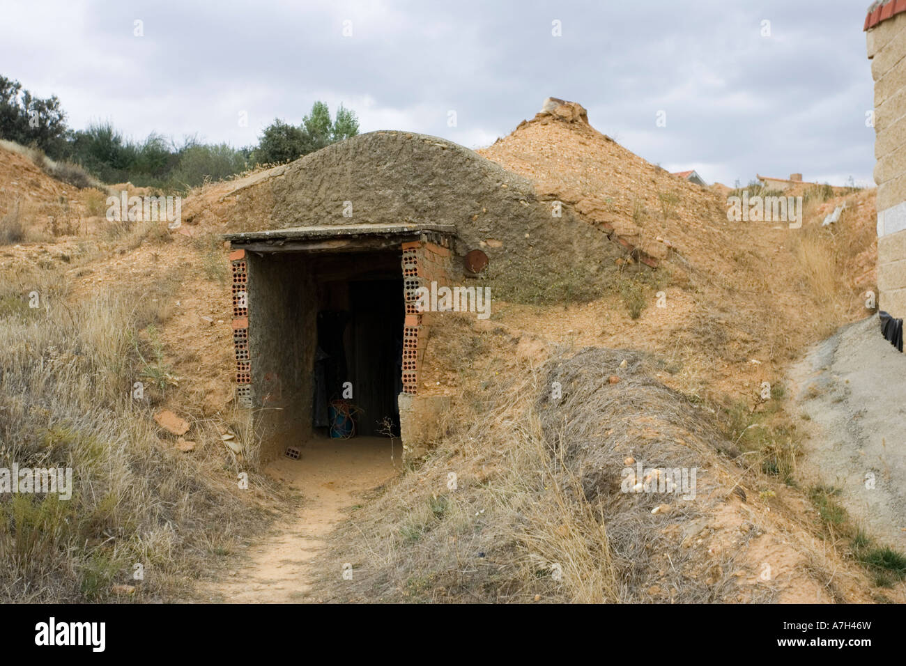 Entrance to old underground wine storage cellars tunnelled into ...
