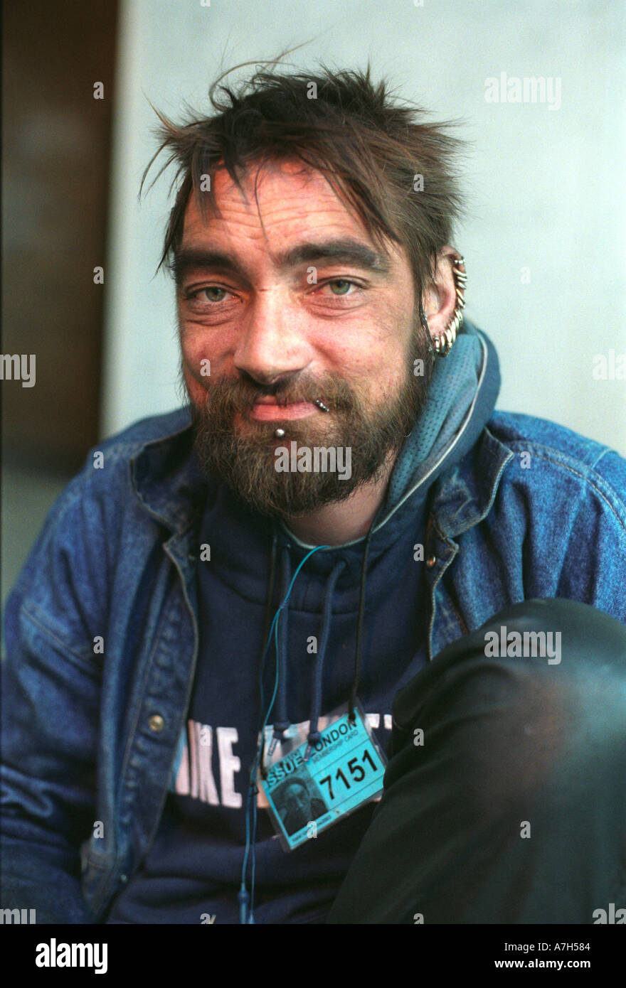 Homeless big issue seller on streets of London. Stock Photo