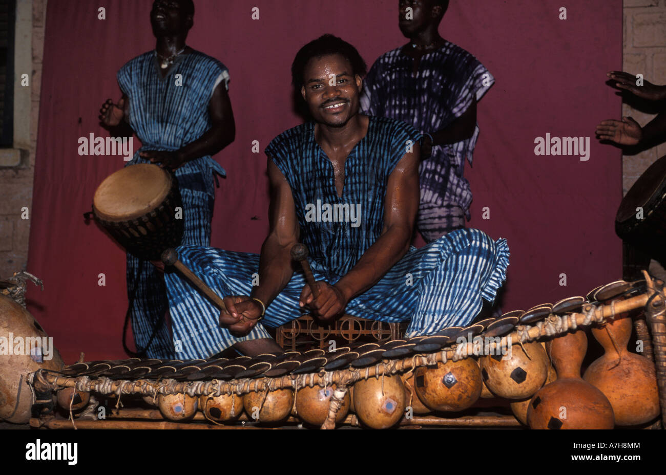 Traditional Djembé band, Xylophonist, Bobo Dioulasso, Burkina Faso Stock Photo