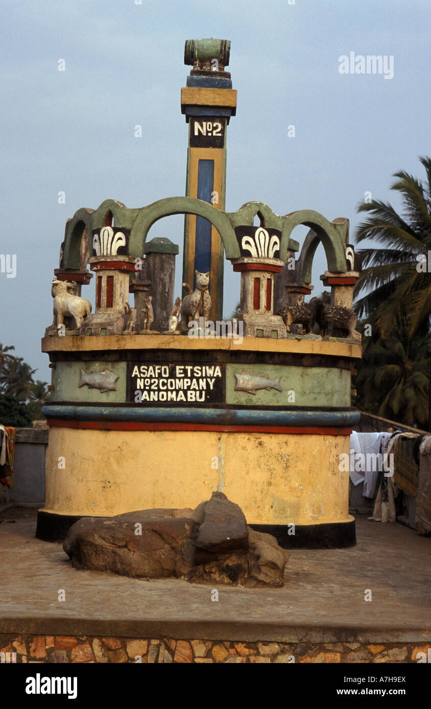 Posuban shrine built by an Asafo company, a military unit in Akan society, Anomabu, Ghana Stock Photo